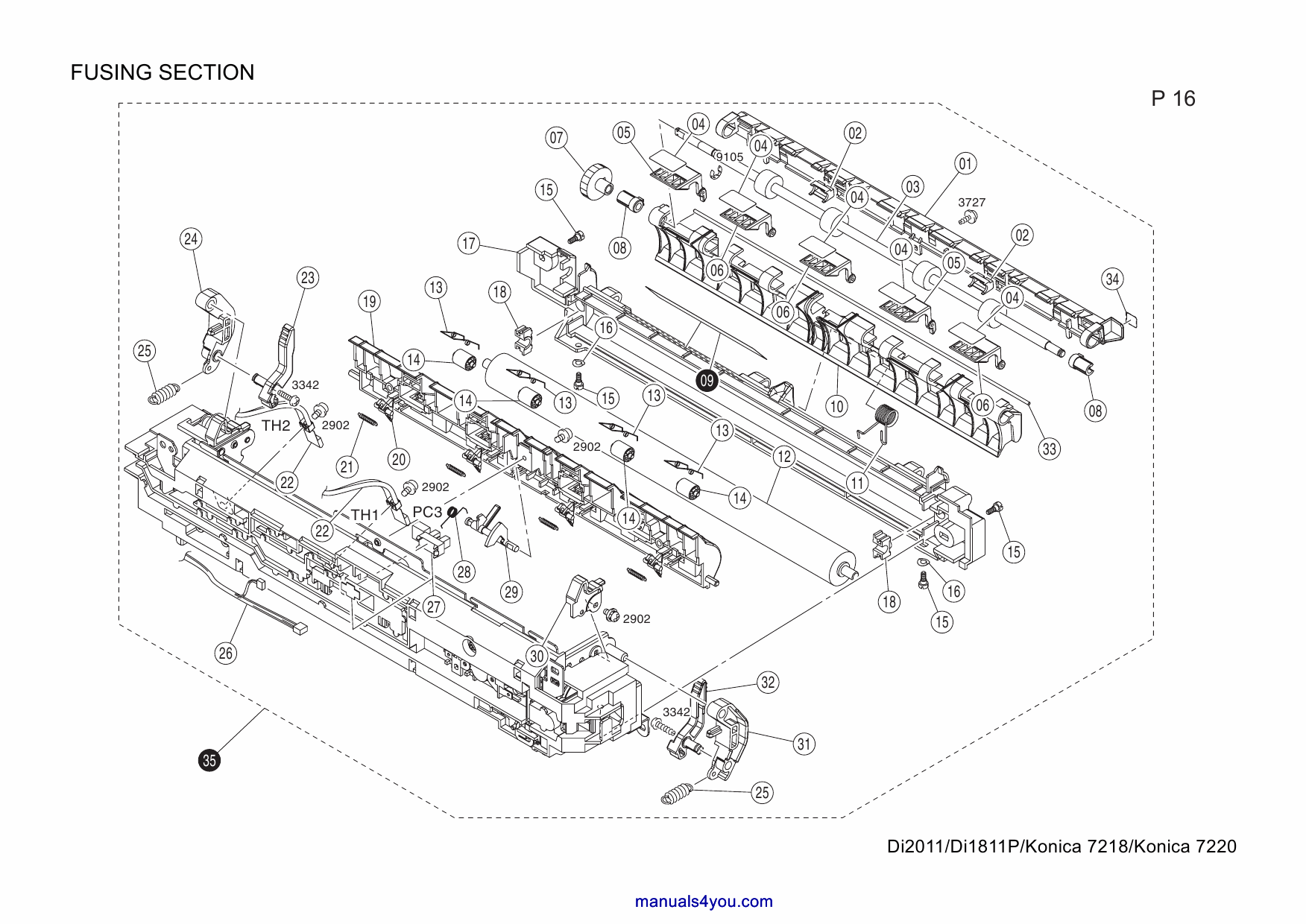 Konica-Minolta Options Di2011 Di1811P 7218 7220 Parts Manual-6